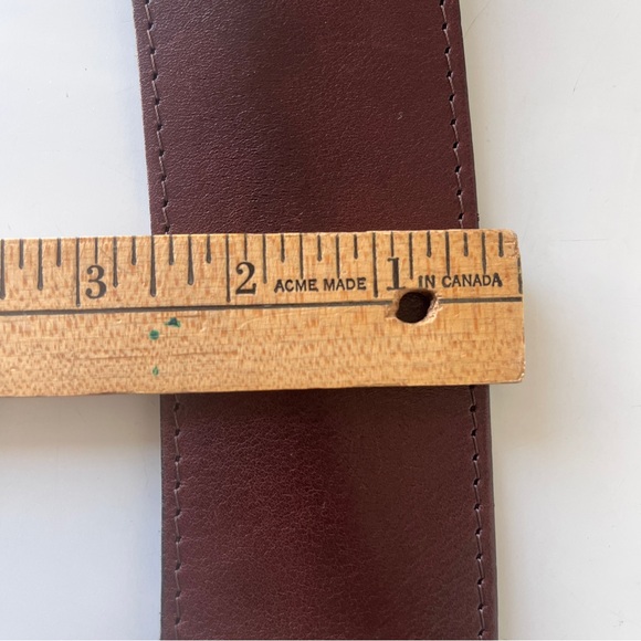 Sandwich Wide Leather Belt Brown Waist Belt European Made Adjustable M L - Picture 4 of 11